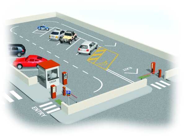 Felügyeleti kasszás parkolórendszer. Egy komplett rendszer kis- és nagyforgalmú parkolók kezelésére, melyhez kezelőszemélyzet szükséges.